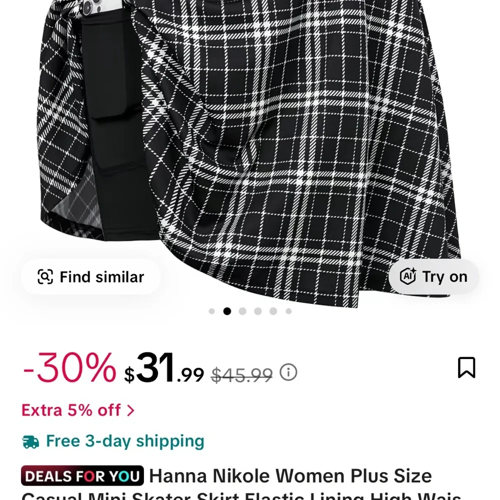 Hanna Nikole 20W Black Grey Women's Skirt - Picture 4 of 4